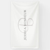 エレガントな名前のモノグラム | 白とグレー 横断幕 (縦)