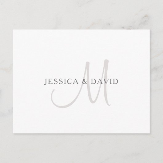 エレガントな名前のモノグラム | 白と灰色 ポストカード (正面)