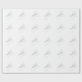 エレガントな名前のモノグラム & 白 & グレー ラッピングペーパー (フラット)