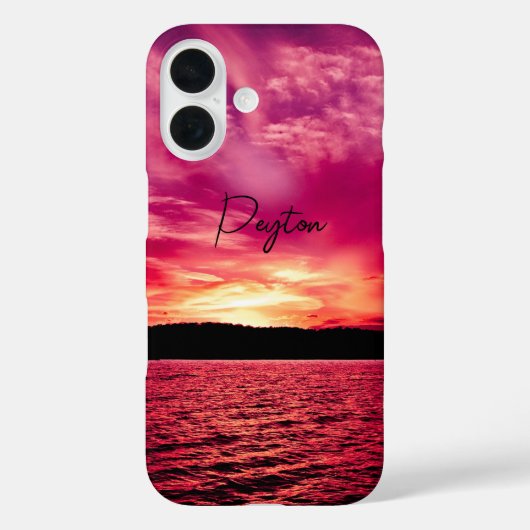 エレガントな名前入り夕焼けの水面 iPhone カバー (裏面)
