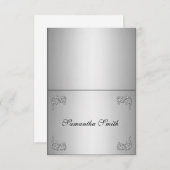 エレガントな名札　シルバー　フラワースワール 招待状 (正面/裏面)