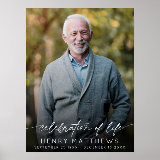 エレガントな命の祝祭スクリプト写真葬式 ポスター (正面)