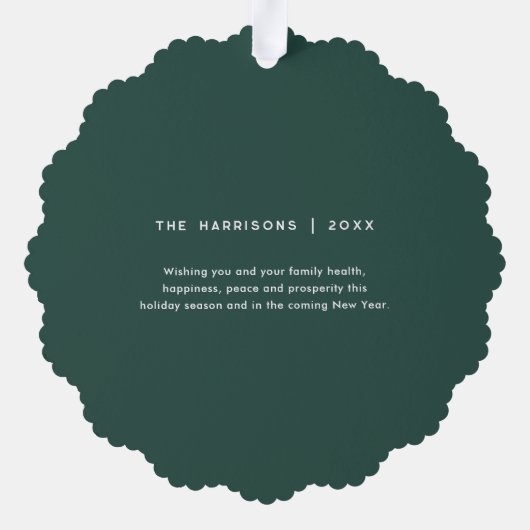 エレガントな喜び | クリスマスホリデーの写真 オーナメントカード (裏面)