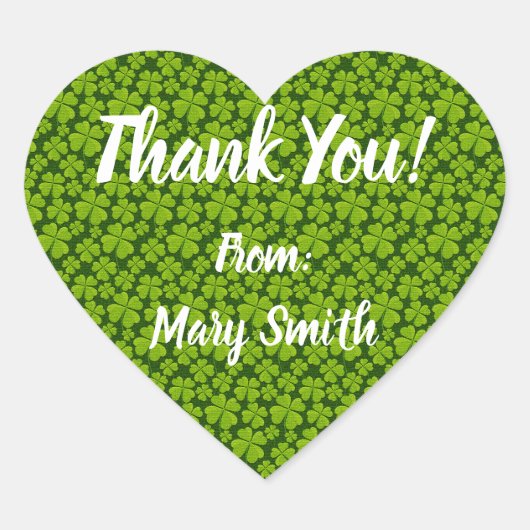 エレガントな四葉のクローバー花飾り ハートシール (正面)