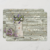 エレガントな国のラベンダーの花の誕生会 招待状 (正面/裏面)