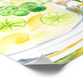 エレガントな地中海スタイルのレモン ブライダルシャワー ウェルカム ポスター (角)