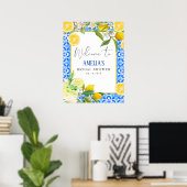 エレガントな地中海スタイルのレモン ブライダルシャワー ウェルカム ポスター (ホームオフィス)