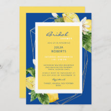 エレガントな地中海スタイルの青と黄色のブライズシャワー