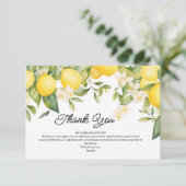 エレガントな地中海風イエローレモン ブライダルシャワー サンキューカード (スタンド正面)