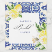 エレガントな地中海風レモン花のブライダルシャワー ワインラベル (シングルラベル)