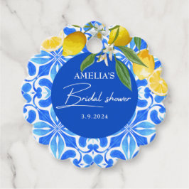エレガントな地中海風　レモン　フラワーのブライダルシャワー フェイバータグ
