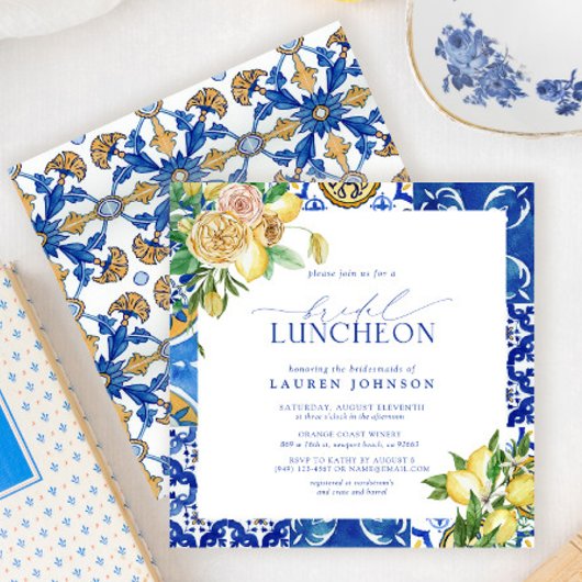 エレガントな地中海風　レモン　フラワーブリダルランチョン 招待状