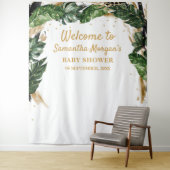 エレガントな夏のトロピカルフラワー ゴールドベイビーシャワー タペストリー (インサイチュ)