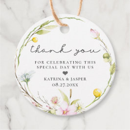 エレガントな夏のワイルドフラワー ウェディングリース フェイバータグ