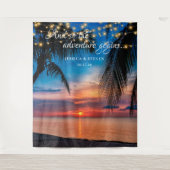 エレガントな夏の夕焼け パームビーチ ウェディング バックドロップ タペストリー (正面)