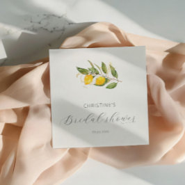 エレガントな夏の水彩レモン ブライダルシャワー スタンダードカクテルナプキン