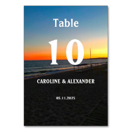 エレガントな夏の海の夕焼けトロピカルビーチハワイ テーブルナンバー
