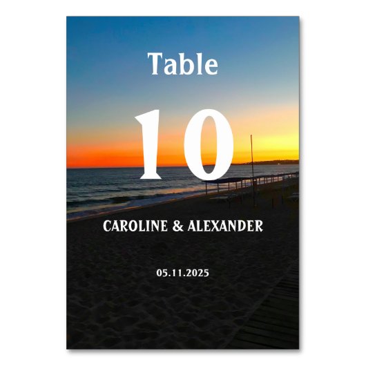 エレガントな夏の海の夕焼けトロピカルビーチハワイ テーブルナンバー (正面)