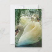 エレガントな夏の湖の白いスワンの結婚式 招待状 (正面)