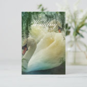 エレガントな夏の湖の白いスワンの結婚式 招待状 (スタンド正面)