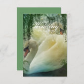 エレガントな夏の湖の白いスワンの結婚式 招待状 (正面/裏面)