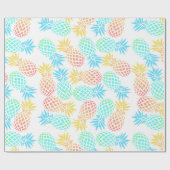 エレガントな夏の熱帯多彩なパイナップルパターン ラッピングペーパー (フラット)