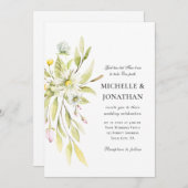 エレガントな夏の花と緑のクリスチャンウェディング 招待状 (正面/裏面)