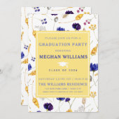 エレガントな夏の野の花 - 卒業式 招待状 (正面/裏面)