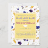エレガントな夏の野の花 - 卒業 招待状 (正面)