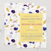 エレガントな夏の野の花 - 卒業 招待状 (正面/裏面)