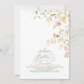 エレガントな夏の野原の野花の洗礼 招待状 (正面)