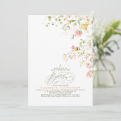 エレガントな夏の野原の野花の洗礼 招待状 (スタンド正面)