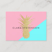 エレガントな夏の金ゴールドのグリッターのパイナップルピンクのミント 名刺 (正面)