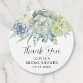 エレガントな多肉植物とグリーン ブライダルシャワー 感謝祭 フェイバータグ (正面)