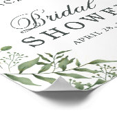 エレガントな多肉植物とユーカリの葉の ブライダルシャワー ポスター (角)