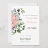 エレガントな多肉植物の水彩ボタニカルグリーン ピーチ 招待状 (正面)
