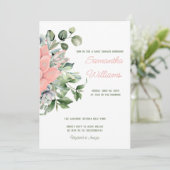 エレガントな多肉植物の水彩ボタニカルグリーン ピーチ 招待状 (スタンド正面)