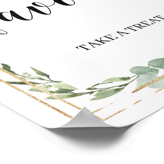 エレガントな多肉植物の葉のゴールドの好意のサイン ポスター (角)