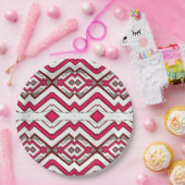 エレガントな多色のジグザグパターン ペーパープレート (パーティー)