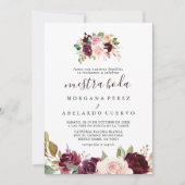 エレガントな多色の花 Nuestra Boda  招待状 (正面)