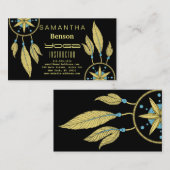 エレガントな夢のキャッチャーはヨガのインストラクターに羽をつけます 名刺 (正面/裏面)