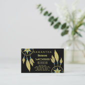 エレガントな夢のキャッチャーはヨガのインストラクターに羽をつけます 名刺 (スタンド正面)