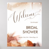 エレガントな夢見るオレンジインクのウェディングシャワーウェルカム ポスター (正面)
