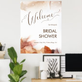 エレガントな夢見るオレンジインクのウェディングシャワーウェルカム ポスター (ホームオフィス)