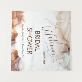 エレガントな夢見るオレンジインク ブライダルシャワー ウェルカム タペストリー (正面(横))