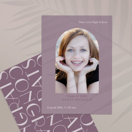 エレガントな大きなフォントの写真 卒業式 梅 招待状