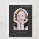 エレガントな大きなフォントの写真 卒業 黒 招待状 (正面)