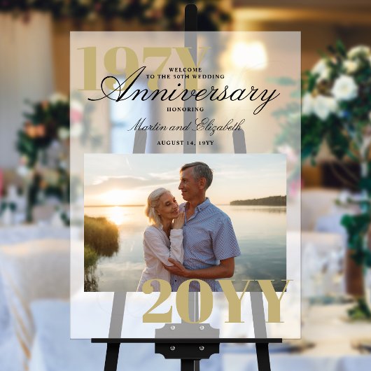エレガントな大きな数字 50周年結婚記念写真 アクリルサイン