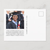 エレガントな大学の写真 えんじ色と金色の卒業式 案内ポストカード (裏面)