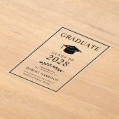 エレガントな大学卒業アナウンス 透明アクリル アクリル招待状 (レイダウン)